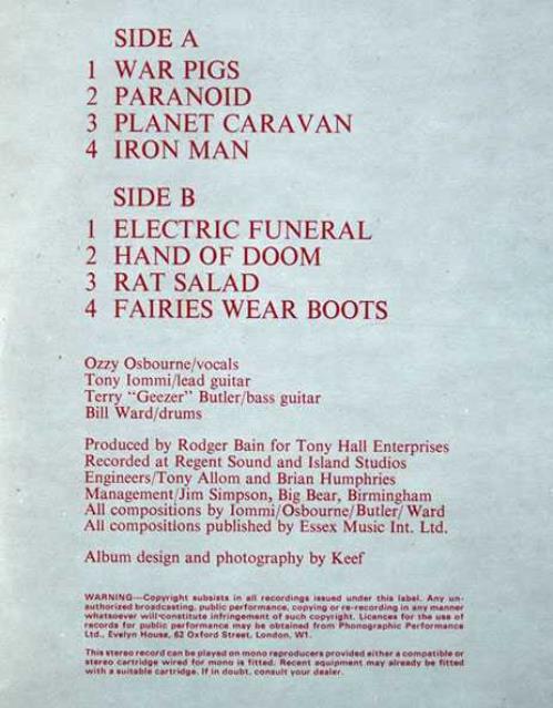 UKオリジナル　MAT 1/1 PARANOID BLACK SABBATH BLACK SABBATH PARANOID - 1st UK PRESS BIG BEAR MANAGEMENT - LARGE
